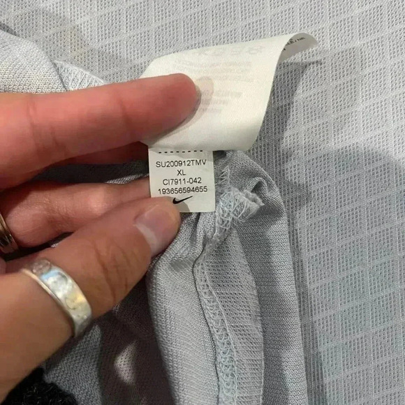 Nike DriFit Textured Argyle Print Gray Short Sleeve Activewear Polo Mens XL Golf - Picture 6 of 7